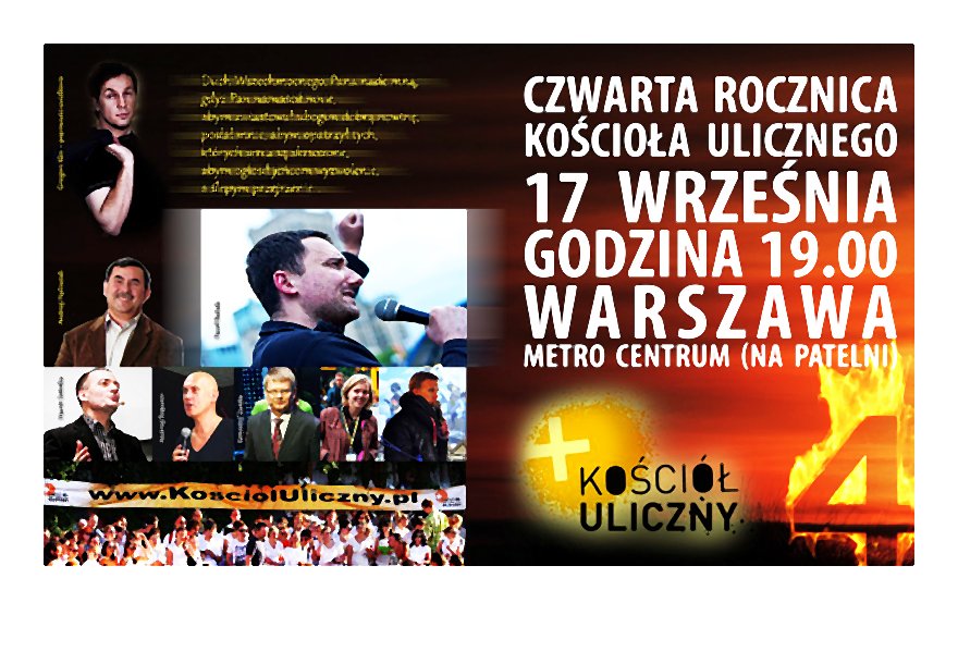 IV Rocznica Powstania Kościoła Ulicznego w Warszawie, 17.09 godz. 19